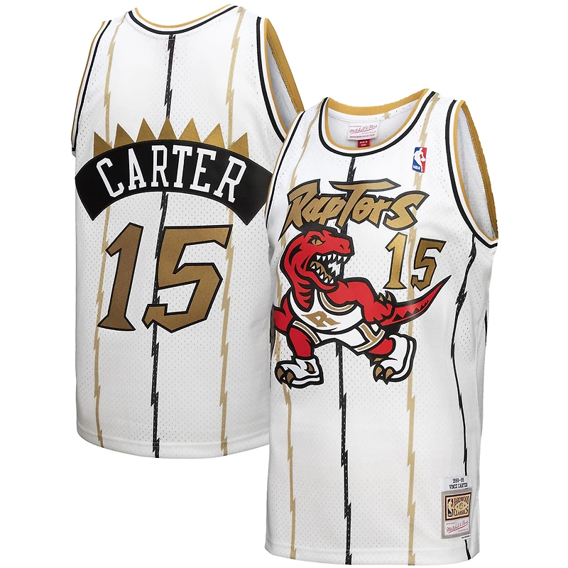 Men's Mitchell & Ness Vince Carter White Toronto Raptors 1998-99 Hardwood Classics Reload 3.0 Swingman Jersey