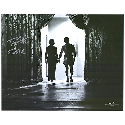 Talia Shire Rocky Autographed 11" x 14" Black and White Holding Hands with Rocky Photograph
