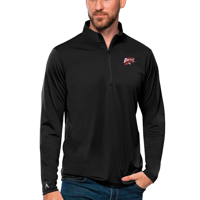 Men's Antigua Black Buffalo Bandits Tribute Quarter-Zip Pullover Top
