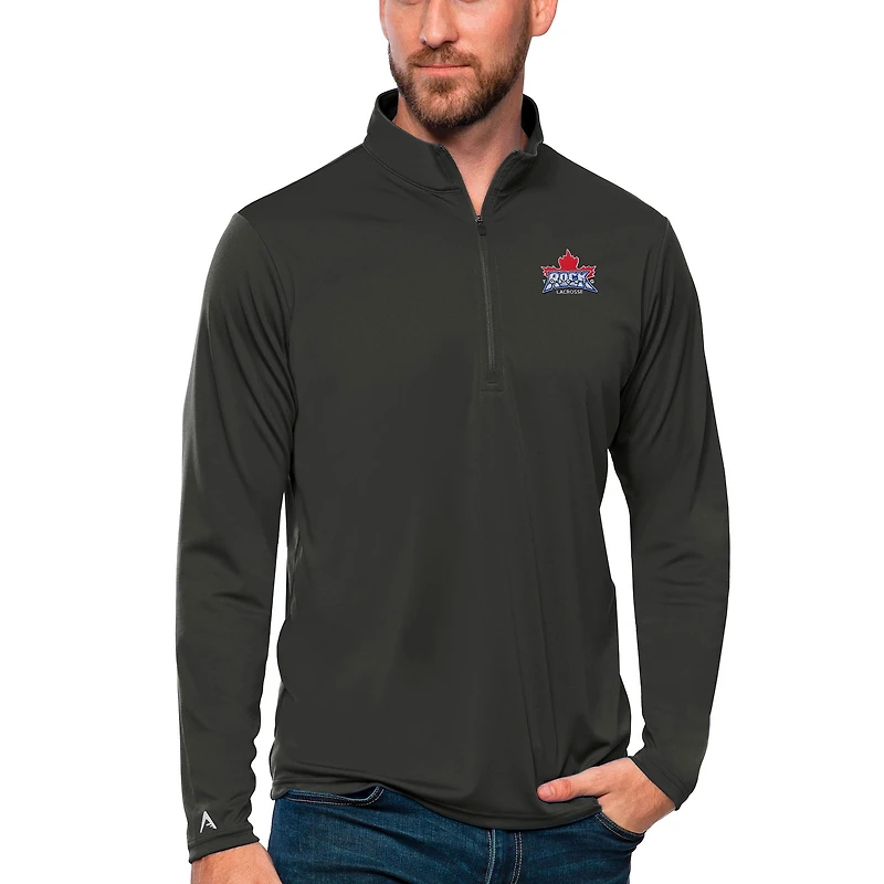 Men's Antigua Charcoal Toronto Rock Tribute Quarter-Zip Pullover Top