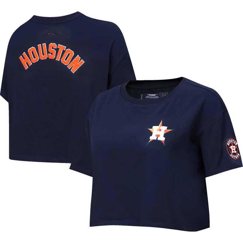 Women's Pro Standard Navy Houston Astros Classic Team Boxy Cropped T-Shirt
