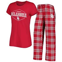 Women's Concepts Sport Crimson/Gray Oklahoma Sooners Badge Top & Flannel Pants Sleep Set