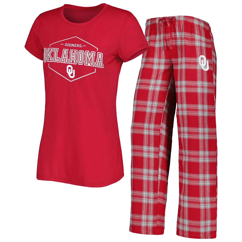 Women's Concepts Sport Crimson/Gray Oklahoma Sooners Badge Top & Flannel Pants Sleep Set