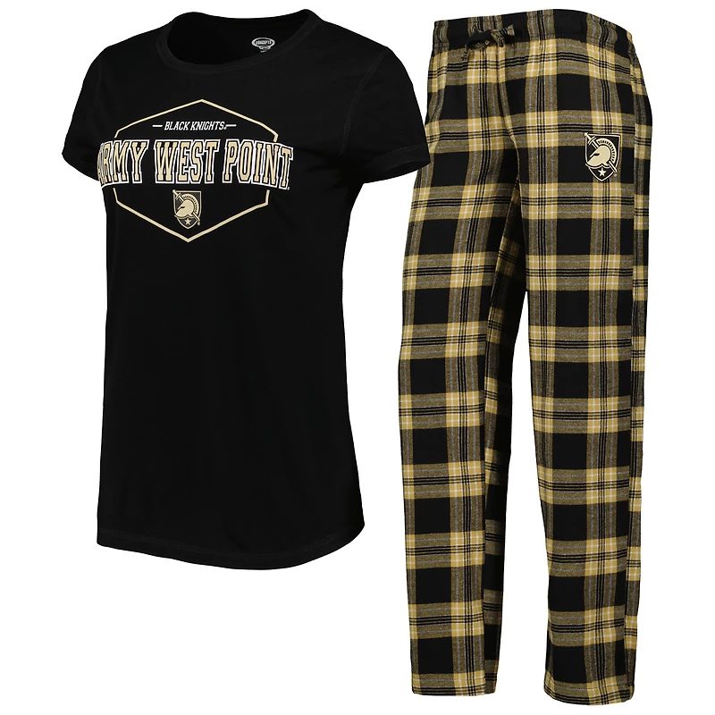 Women's Concepts Sport Black/Gold Army Black Knights Badge Top & Flannel Pants Sleep Set