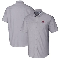 Men's Cutter & Buck Bobby Bowden Charcoal Florida State Seminoles Big & Tall Oxford Stretch Button-Down Short Sleeve Shirt