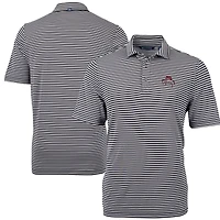 Men's Cutter & Buck Bobby Bowden Black Florida State Seminoles Big & Tall Virtue Eco Pique Stripe Recycled Polo