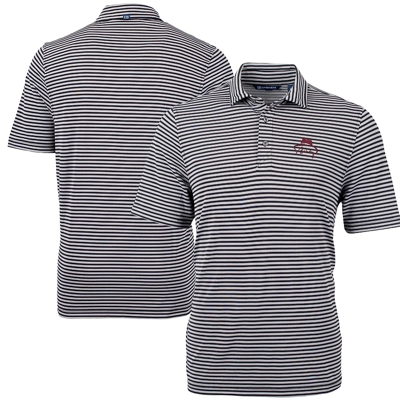 Men's Cutter & Buck Bobby Bowden Black Florida State Seminoles Big & Tall Virtue Eco Pique Stripe Recycled Polo