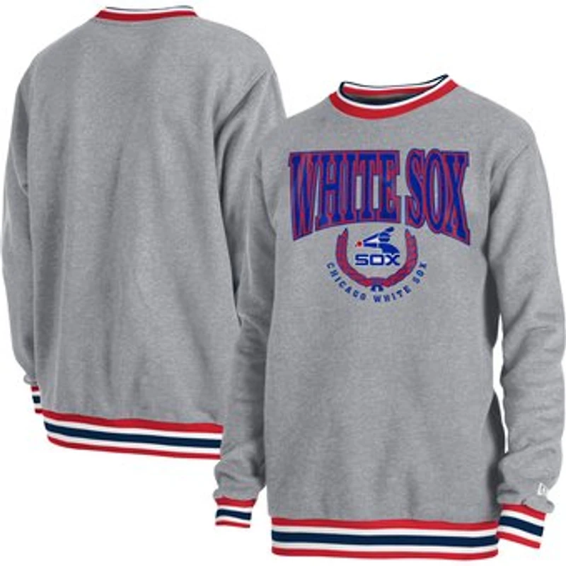 Men's New Era Heather Gray Chicago White Sox Throwback Classic Pullover Sweatshirt