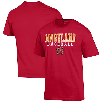 Men's Champion Red Maryland Terrapins Baseball Stack T-Shirt