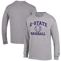 Men's Champion Gray Kansas State Wildcats Baseball Icon Long Sleeve T-Shirt