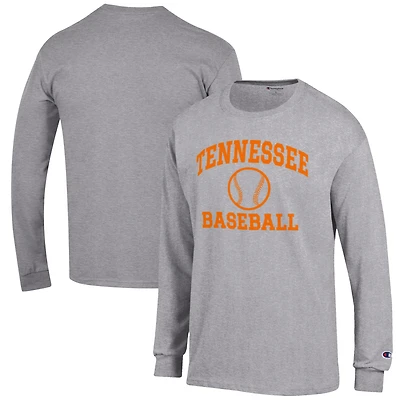 Men's Champion Heathered Gray Tennessee Volunteers Baseball Icon Long Sleeve T-Shirt
