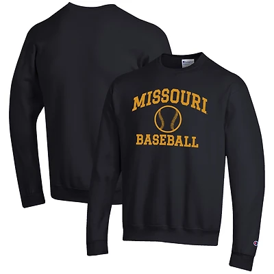 Men's Champion Black Missouri Tigers Baseball Icon Crewneck Pullover Sweatshirt