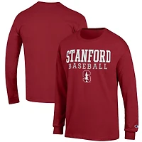 Men's Champion Cardinal Stanford Cardinal Baseball Stack Long Sleeve T-Shirt