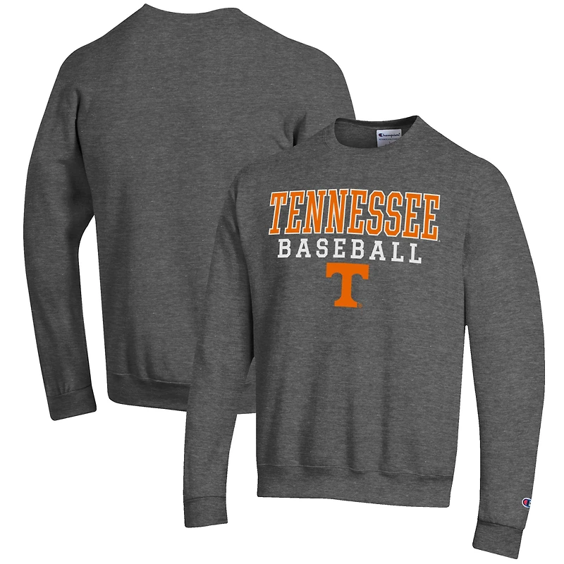 Men's Champion Charcoal Tennessee Volunteers Baseball Stack Pullover Crewneck Sweatshirt