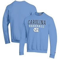 Men's Champion Carolina Blue North Carolina Tar Heels Baseball Stack Pullover Crewneck Sweatshirt