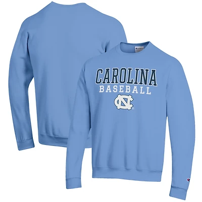 Men's Champion Carolina Blue North Carolina Tar Heels Baseball Stack Pullover Crewneck Sweatshirt
