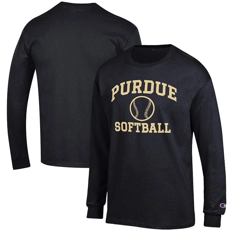 Men's Champion Black Purdue Boilermakers Softball Icon Long Sleeve T-Shirt