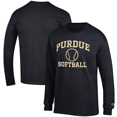 Men's Champion Black Purdue Boilermakers Softball Icon Long Sleeve T-Shirt