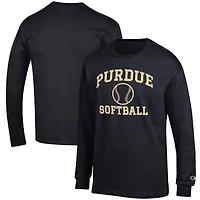 Men's Champion Black Purdue Boilermakers Softball Icon Long Sleeve T-Shirt