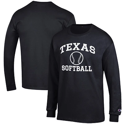 Men's Champion Black Texas Longhorns Softball Icon Long Sleeve T-Shirt