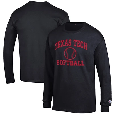 Men's Champion Black Texas Tech Red Raiders Softball Icon Long Sleeve T-Shirt
