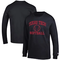 Men's Champion Black Texas Tech Red Raiders Softball Icon Long Sleeve T-Shirt