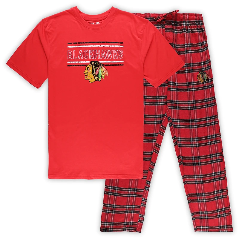 Men's Red Chicago Blackhawks Big & Tall T-Shirt & Pajama Pants Sleep Set