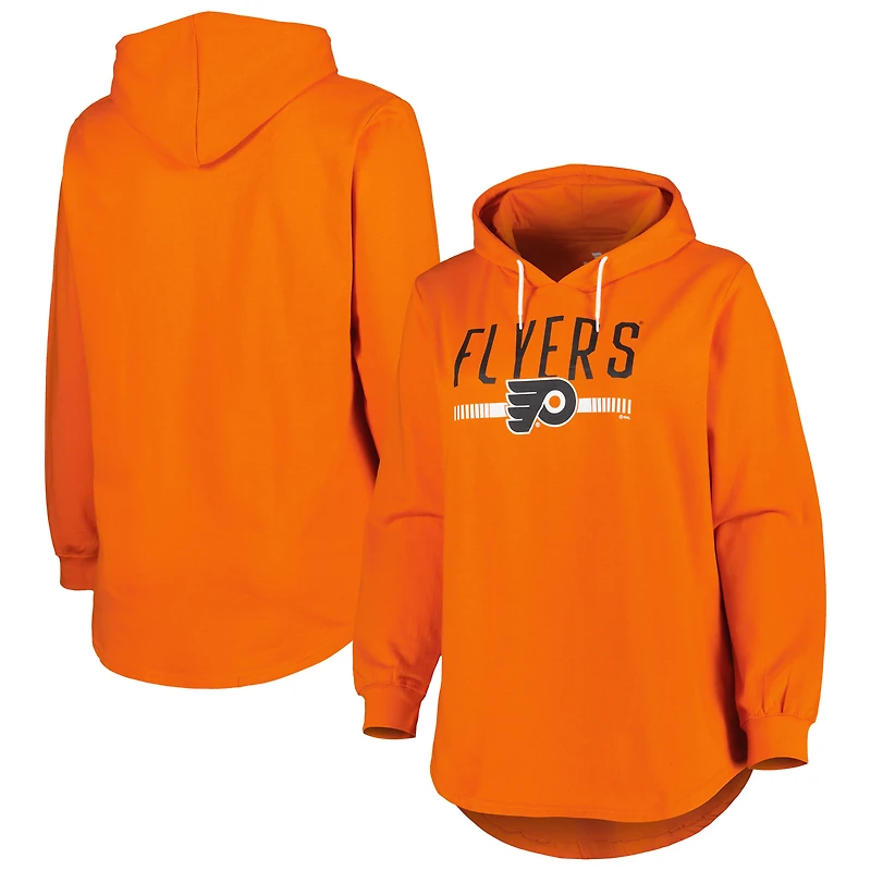 Women's Heather Orange Philadelphia Flyers Plus Size Fleece Pullover Hoodie