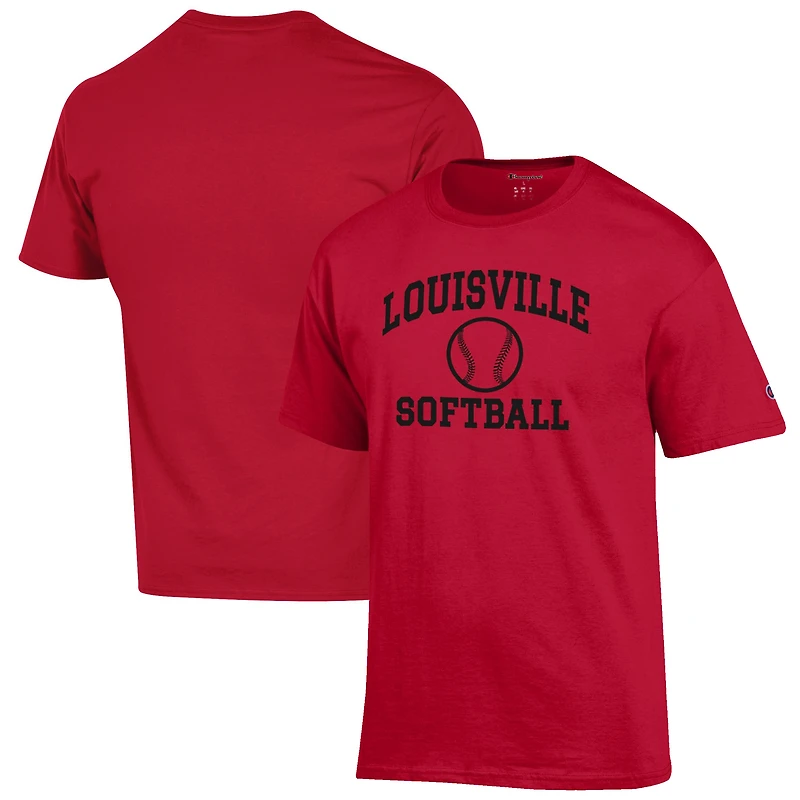 Men's Champion Red Louisville Cardinals Softball Icon T-Shirt