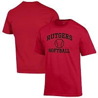 Men's Champion Scarlet Rutgers Scarlet Knights Softball Icon T-Shirt