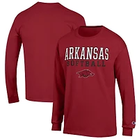 Men's Champion Cardinal Arkansas Razorbacks Softball Stack Long Sleeve T-Shirt