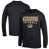 Men's Champion Black Missouri Tigers Softball Stack Long Sleeve T-Shirt
