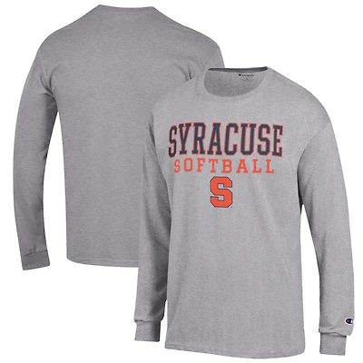 Men's Champion Gray Syracuse Orange Softball Stack Long Sleeve T-Shirt