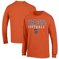 Men's Champion Orange Syracuse Orange Softball Stack Long Sleeve T-Shirt