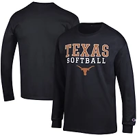 Men's Champion Black Texas Longhorns Softball Stack Long Sleeve T-Shirt