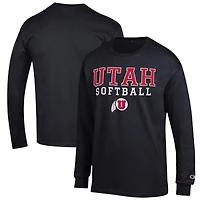 Men's Champion Black Utah Utes Softball Stack Long Sleeve T-Shirt