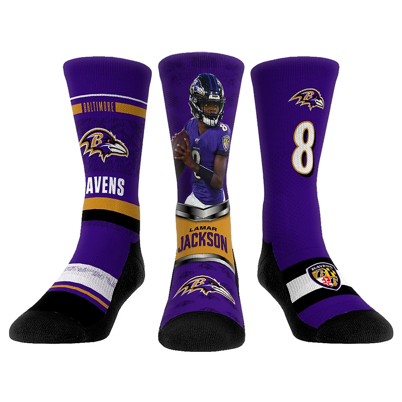 Youth Rock Em Socks Lamar Jackson Baltimore Ravens 3-Pack Crew Socks Set