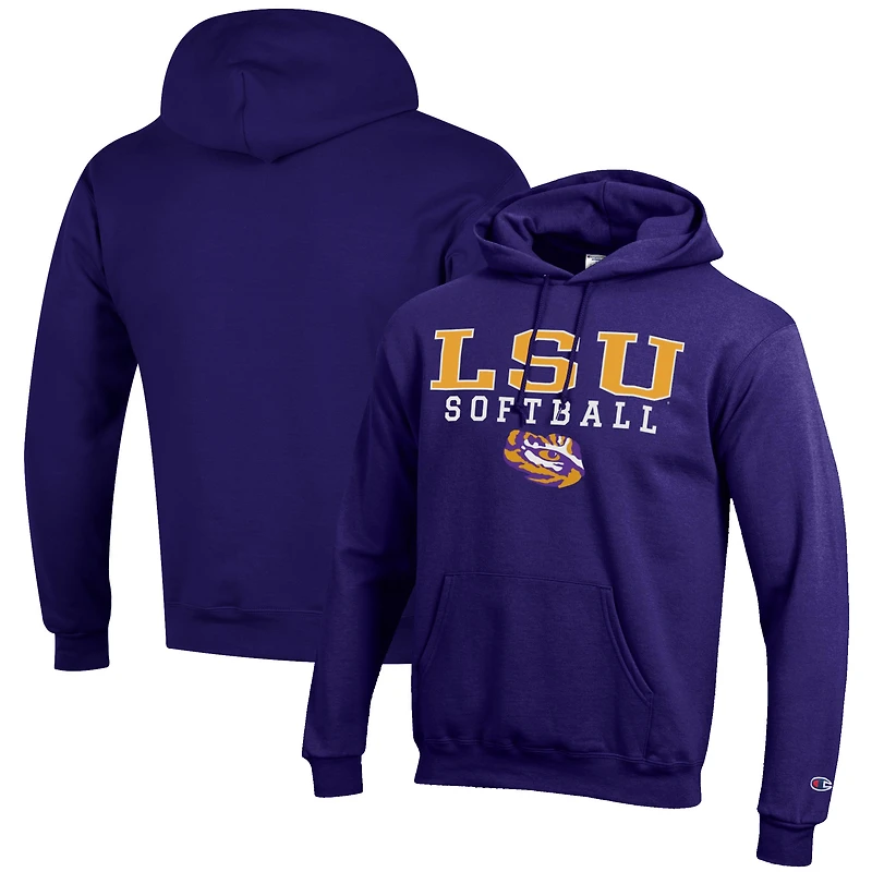 Men's Champion Purple LSU Tigers Softball Stack Pullover Hoodie