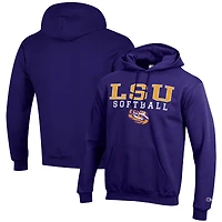 Men's Champion Purple LSU Tigers Softball Stack Pullover Hoodie