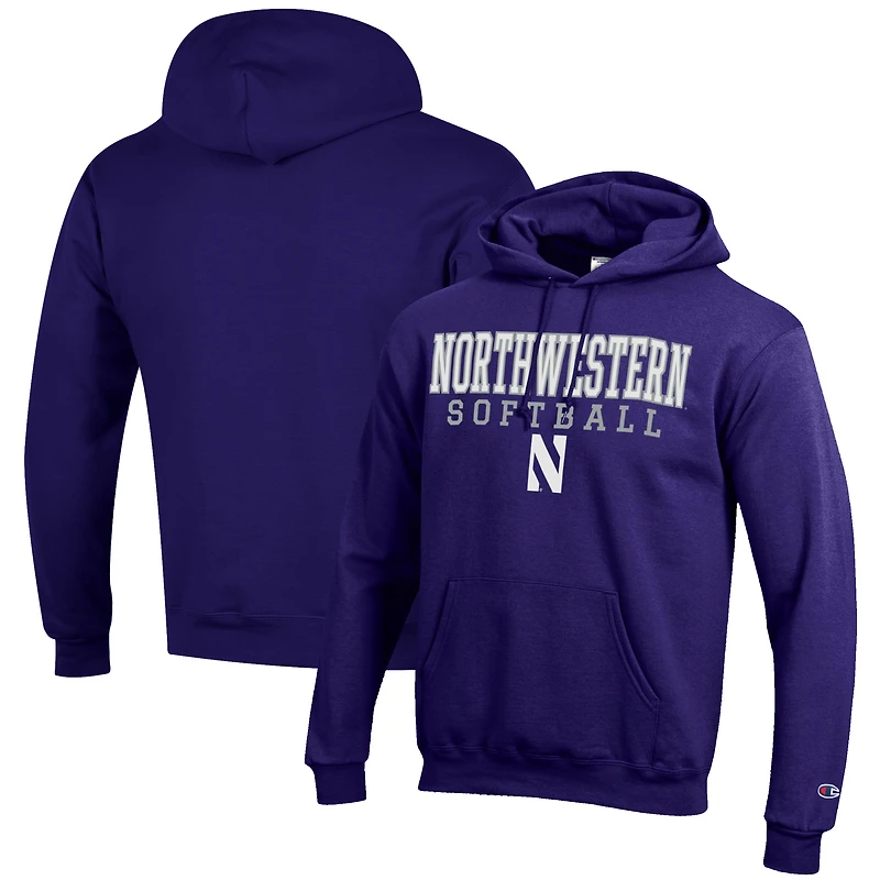 Men's Champion Purple Northwestern Wildcats Softball Stack Pullover Hoodie