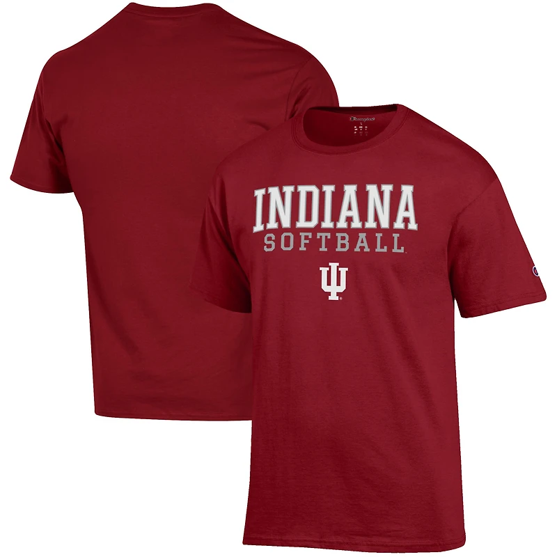 Men's Champion Crimson Indiana Hoosiers Softball Stack T-Shirt