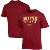 Men's Champion Cardinal Iowa State Cyclones Softball Stack T-Shirt