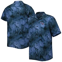 Men's Tommy Bahama Navy Tennessee Titans Big & Tall Bahama Coast Luminescent Fronds Camp IslandZone Button-Up Shirt