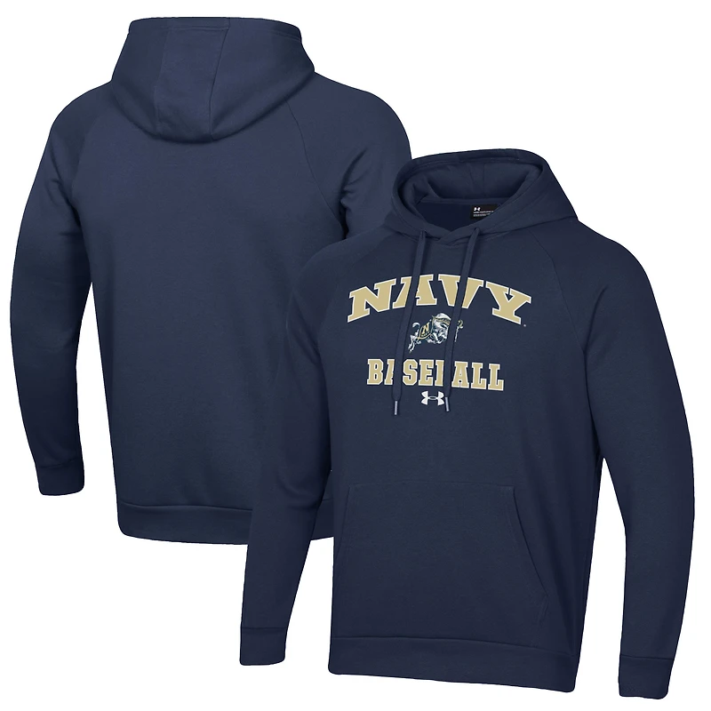 Men's Under Armour Navy Navy Midshipmen Baseball All Day Arch Fleece Pullover Hoodie