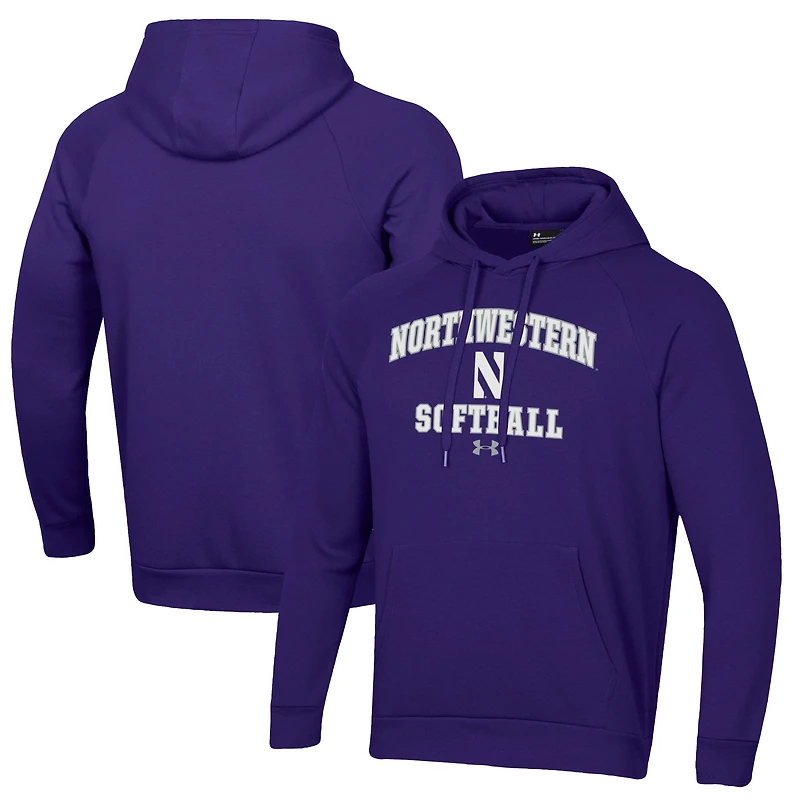 Men's Under Armour Purple Northwestern Wildcats Softball All Day Arch Fleece Pullover Hoodie