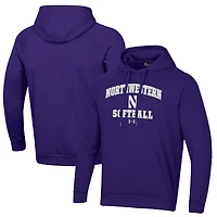 Men's Under Armour Purple Northwestern Wildcats Softball All Day Arch Fleece Pullover Hoodie