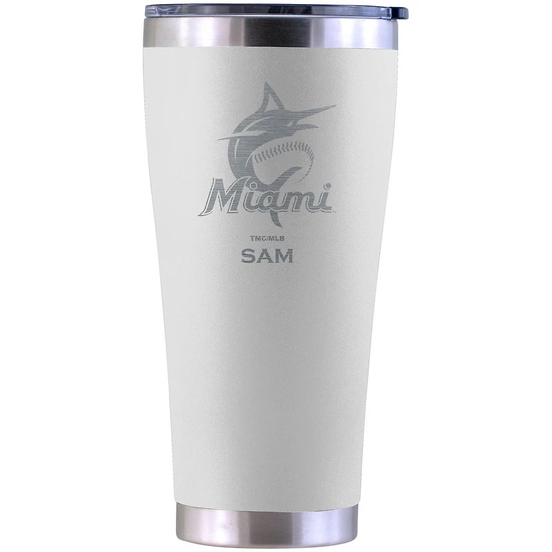 Miami Marlins Personalized 30oz. Laser Etched White Tumbler