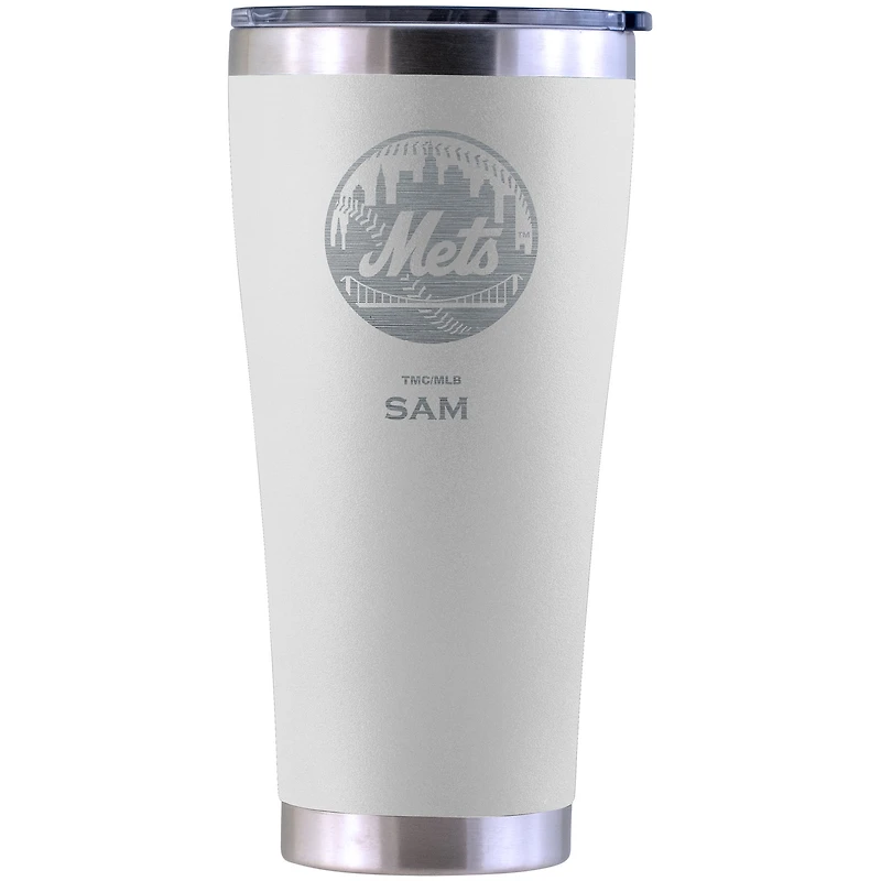 New York Mets Personalized 30oz. Laser Etched White Tumbler