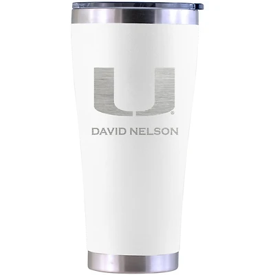 Miami Hurricanes Personalized 30oz. Laser Etched White Tumbler
