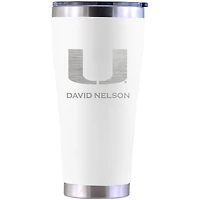 Miami Hurricanes Personalized 30oz. Laser Etched White Tumbler